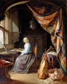 a woman playing a clavichord